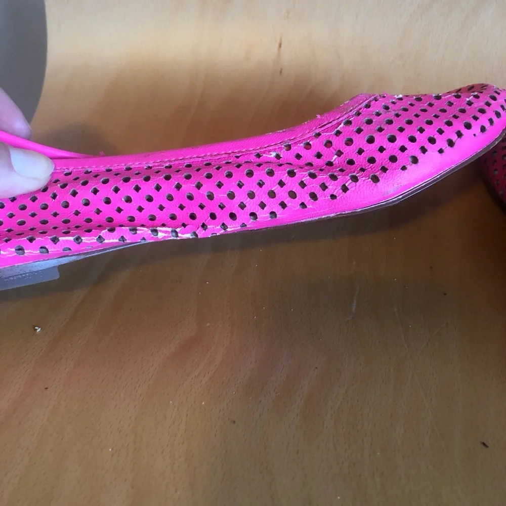 J. Crew Hot Pink Perforated Ballet Flats with Bow